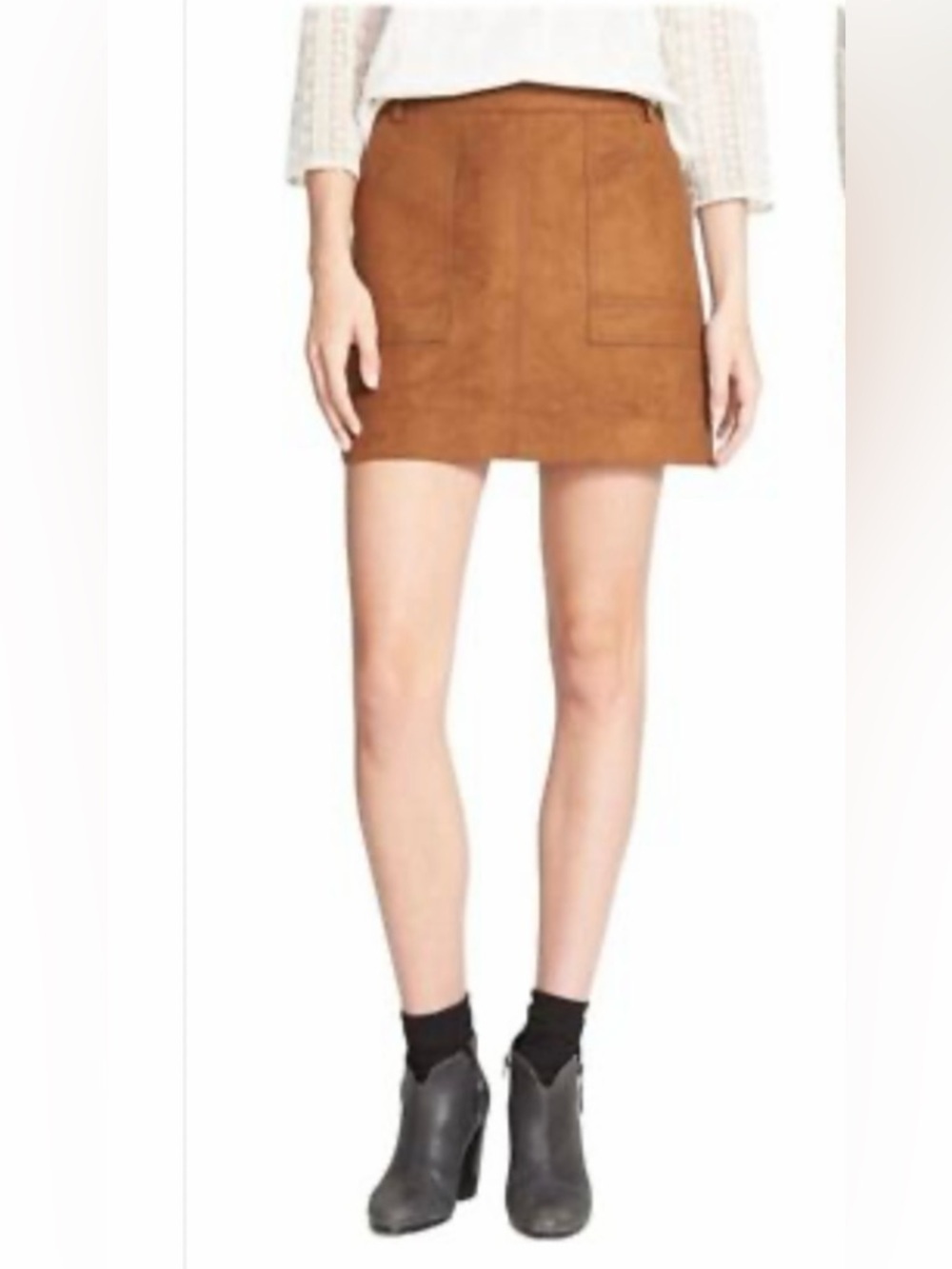 LOFT Faux Suede A-line Miniskirt Brown Toffee